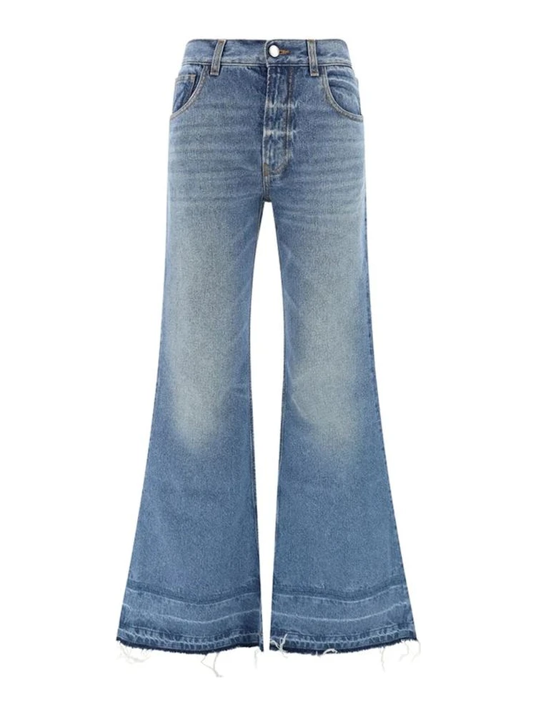 Blue Cotton Bootcut Jeans