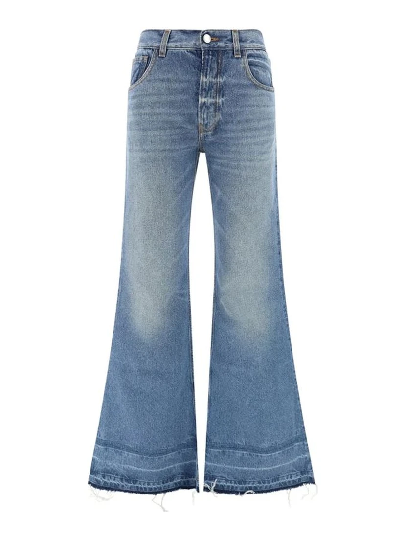 Blue Cotton Bootcut Jeans