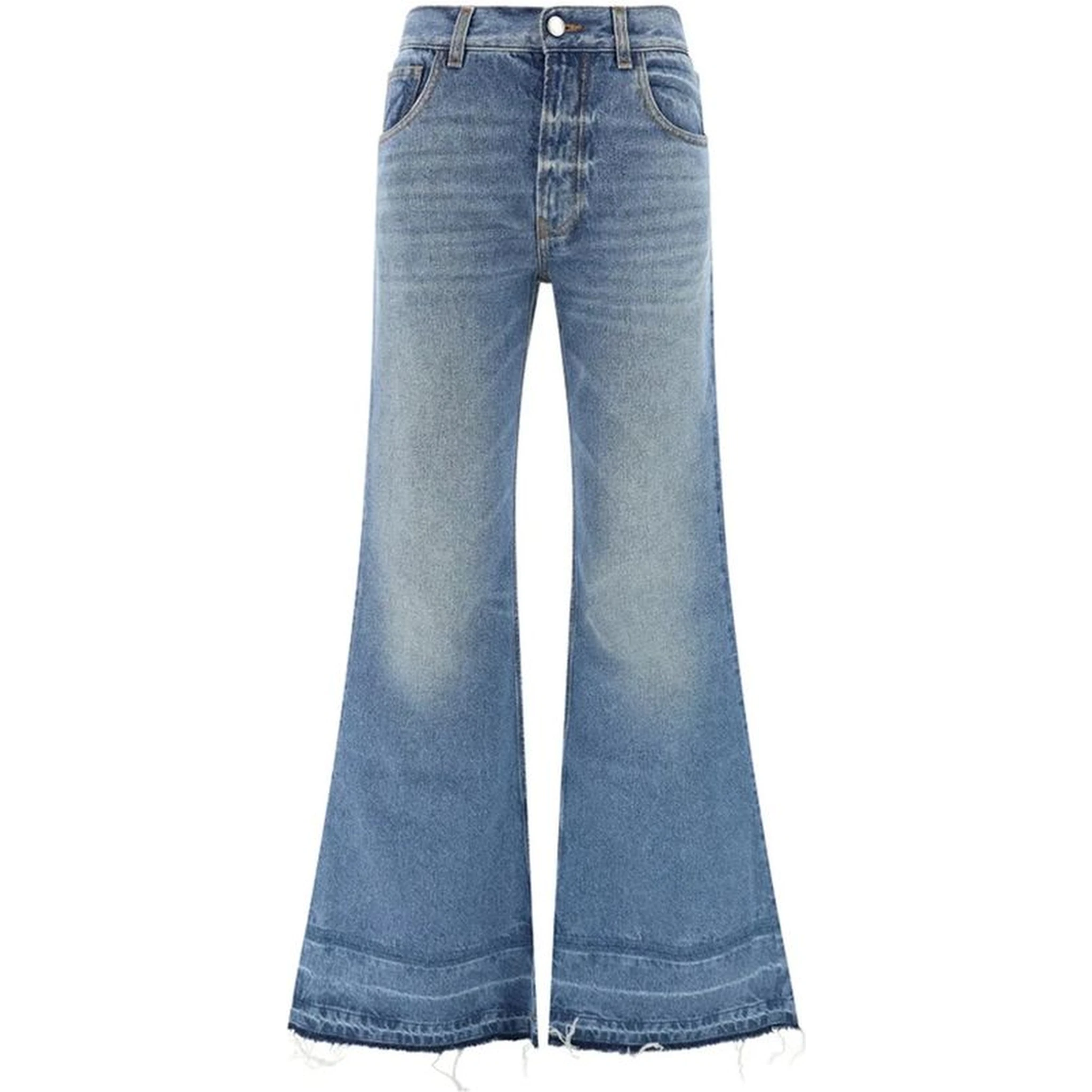 Blue Cotton Bootcut Jeans