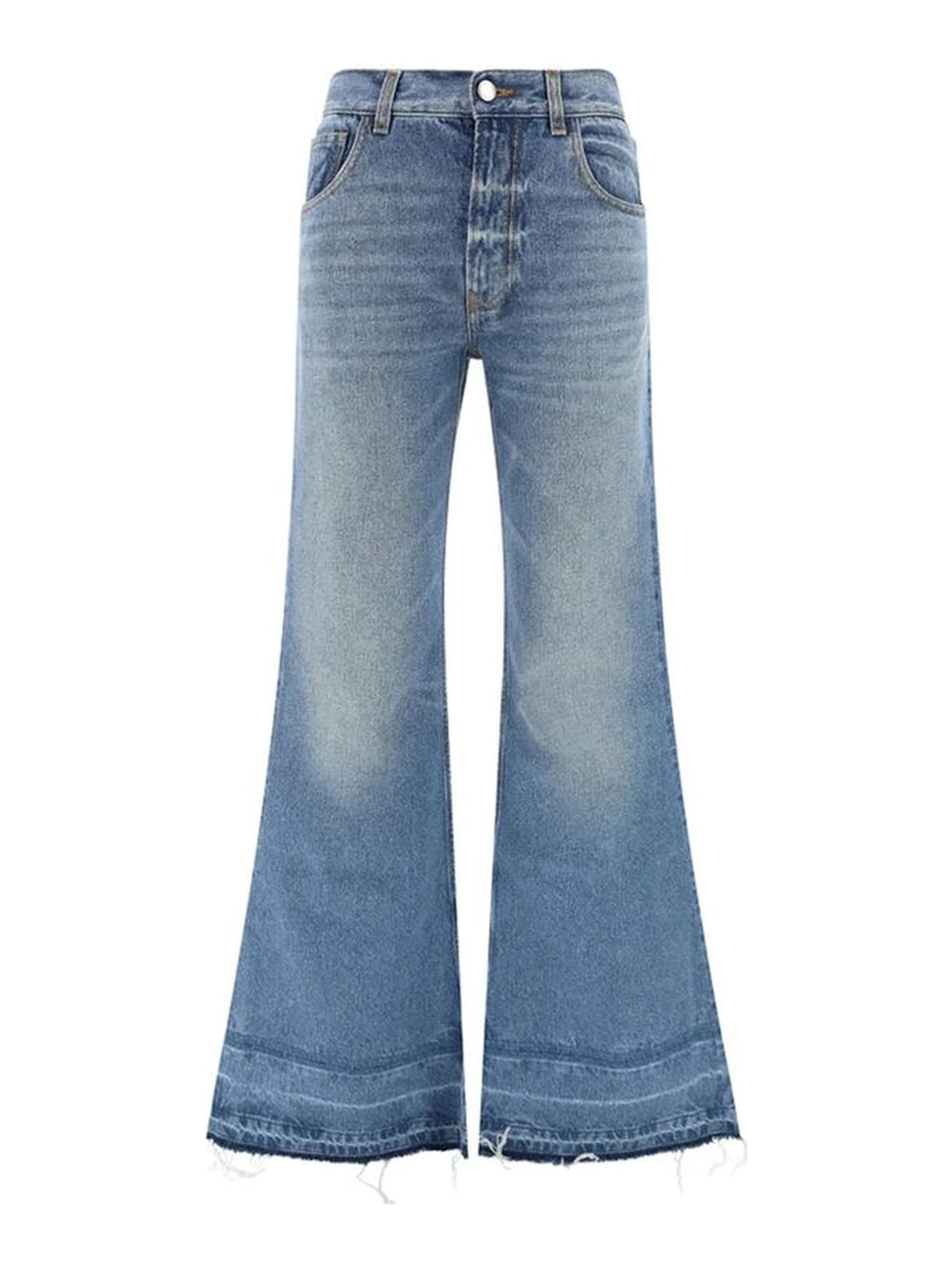 Blue Cotton Bootcut Jeans