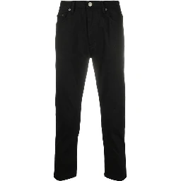 Black Cotton Straight-Leg Jeans