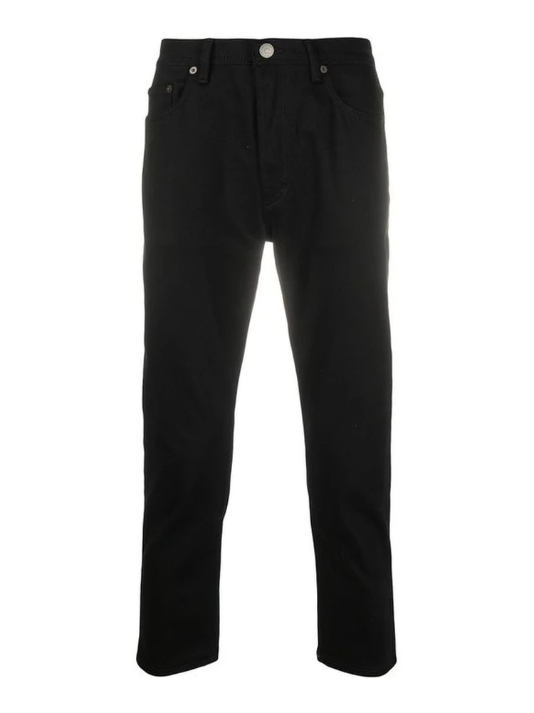 Black Cotton Straight-Leg Jeans