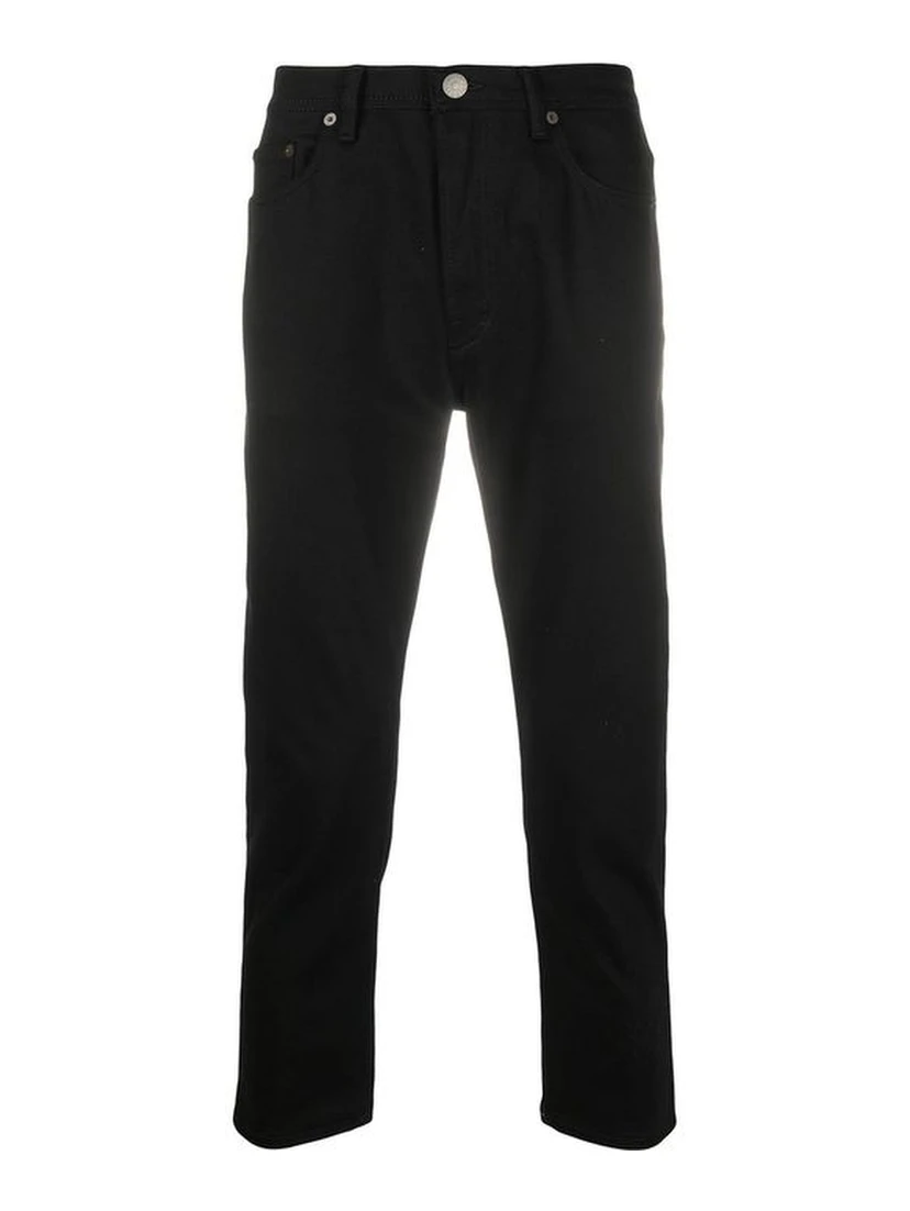 Black Cotton Straight-Leg Jeans