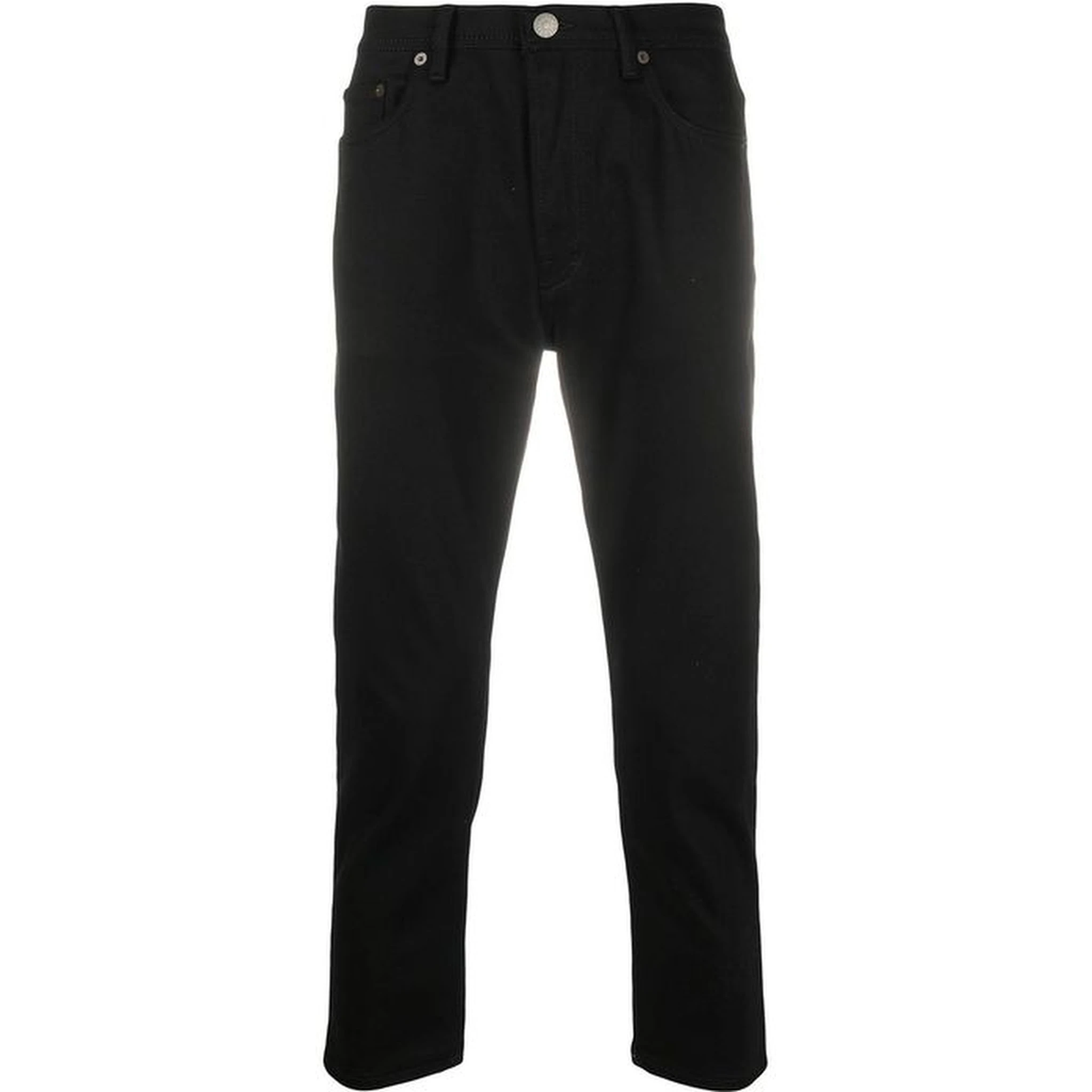 Black Cotton Straight-Leg Jeans