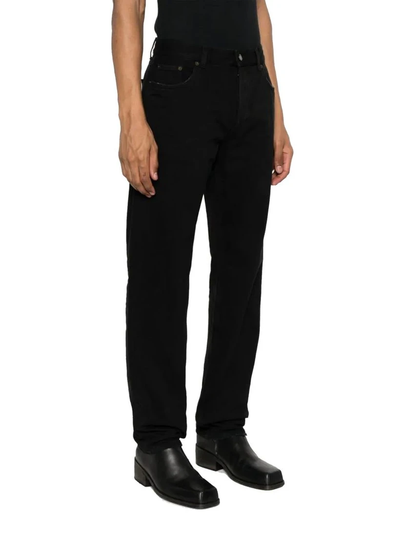 Black Cotton Straight-Leg Jeans