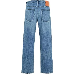 Blue Cotton Straight-Leg Jeans
