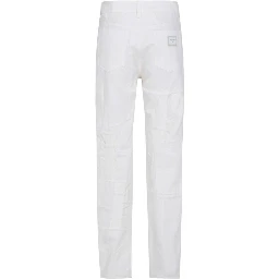 White Cotton Straight-Leg Jeans