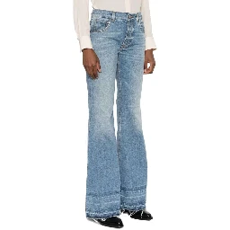 Blue Cotton Bootcut Jeans