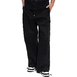 Black Cotton Casual Pants