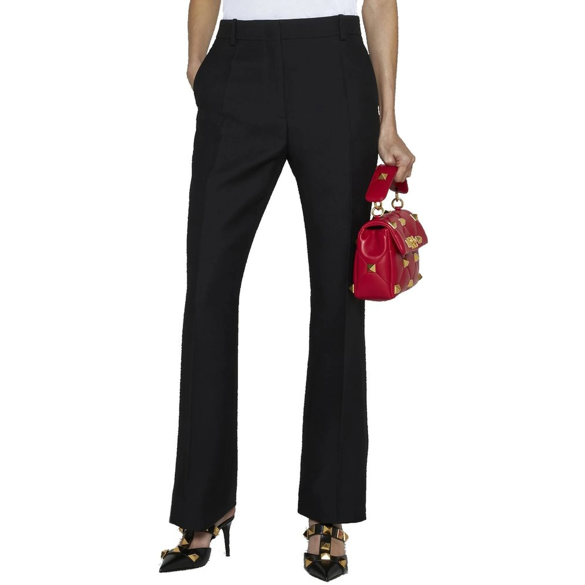 Black Silk Flared Pants
