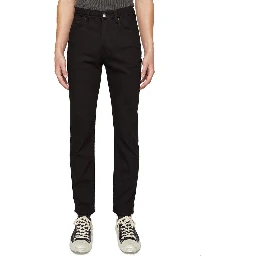 Black Cotton Straight-Leg Jeans