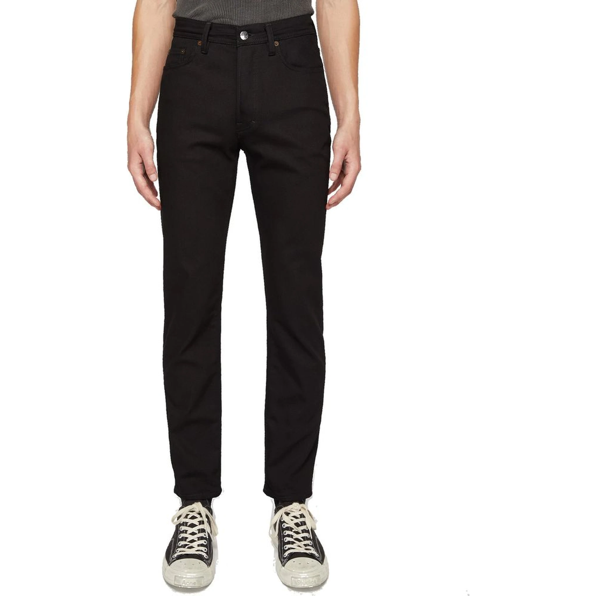 Black Cotton Straight-Leg Jeans