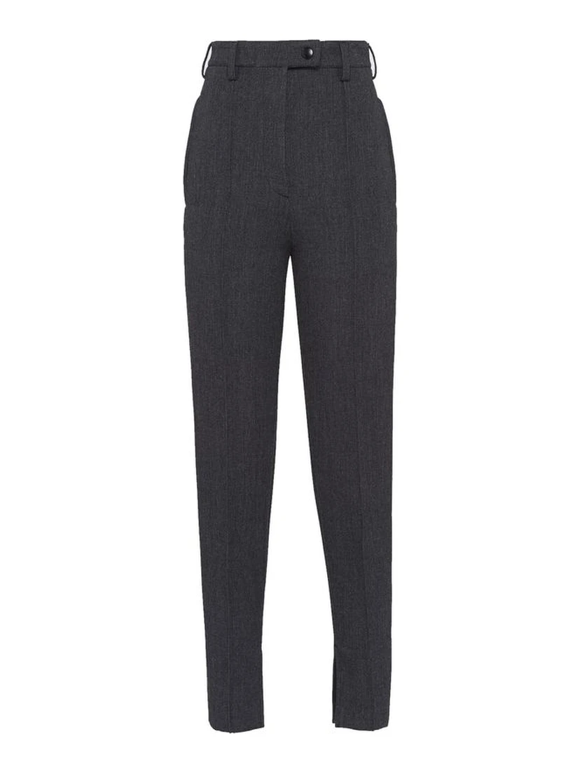 Gray Elastane Pants