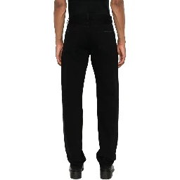 Black Cotton Straight-Leg Jeans
