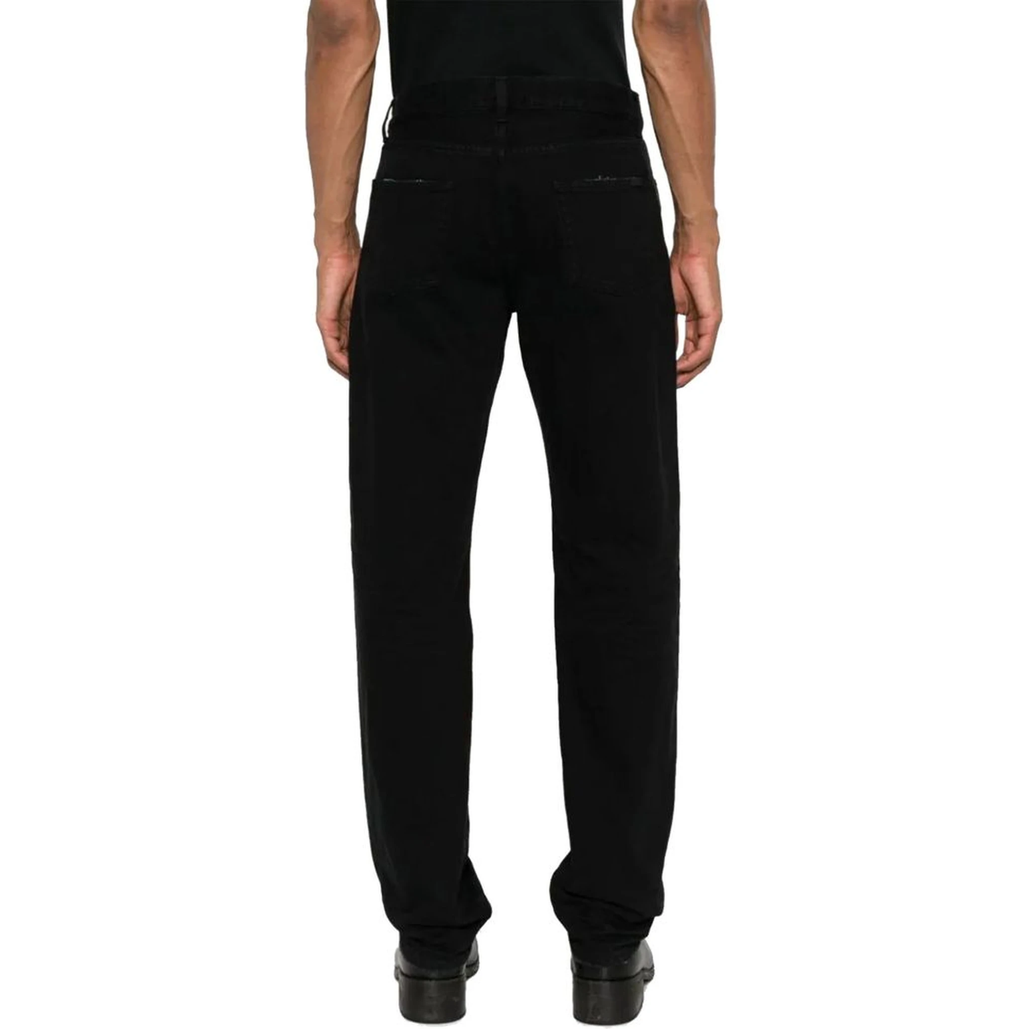 Black Cotton Straight-Leg Jeans