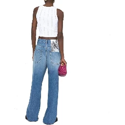 بنطلون جينز أزرق قطني بقصة مريحة