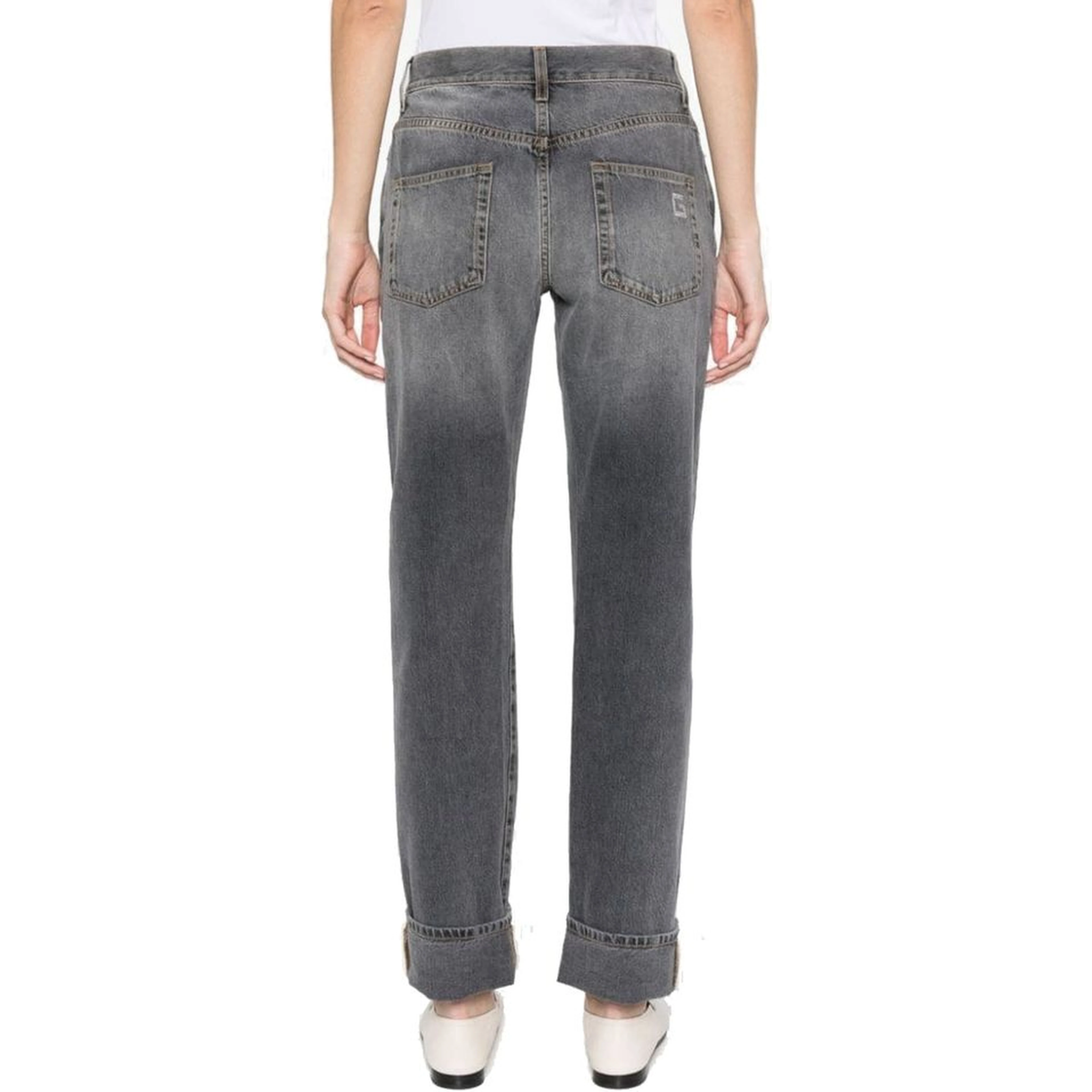 Gray Cotton Relaxed Fit Jeans