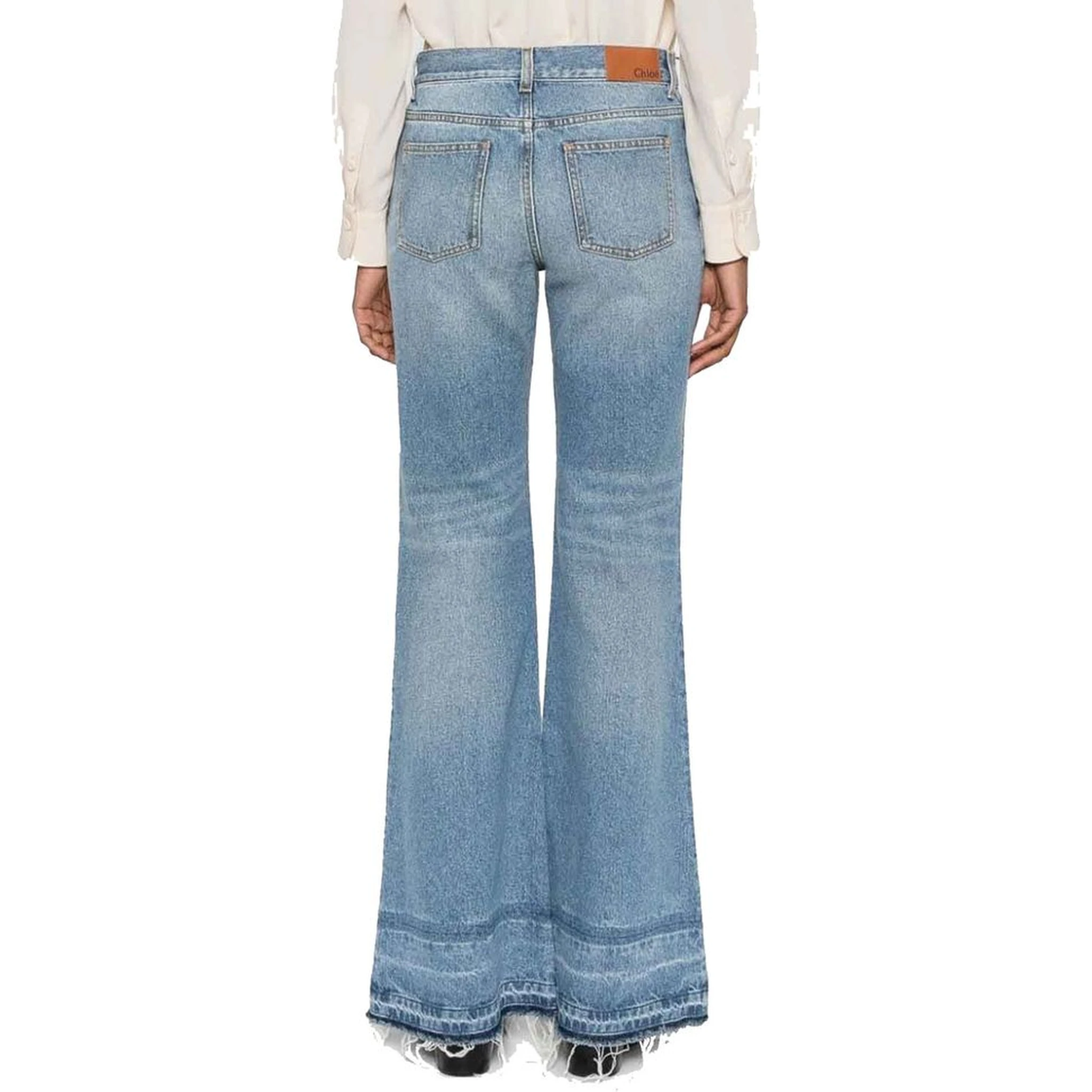 Blue Cotton Bootcut Jeans