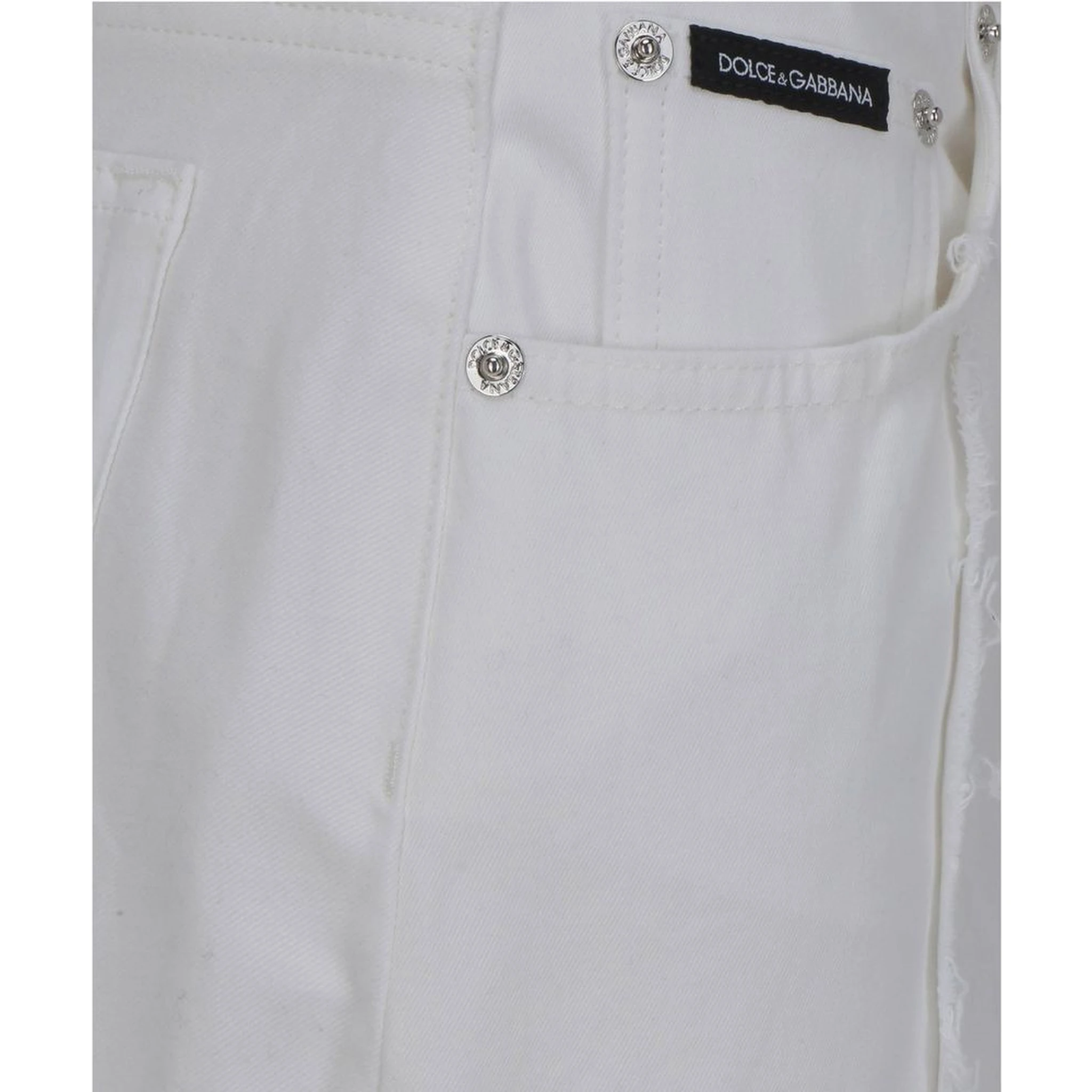 White Cotton Straight-Leg Jeans