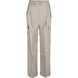 Beige Cotton Cargo Pants