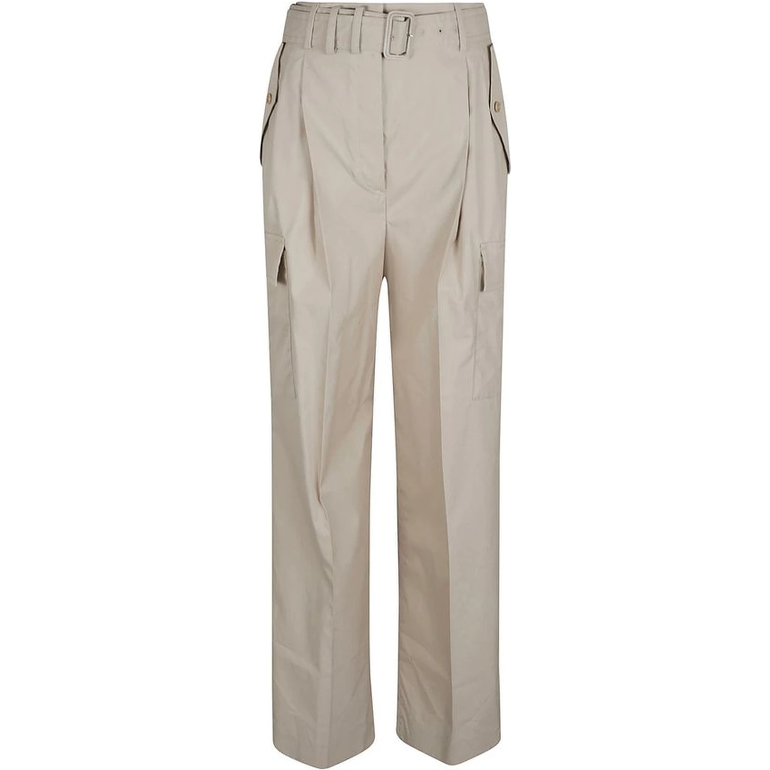 Beige Cotton Cargo Pants