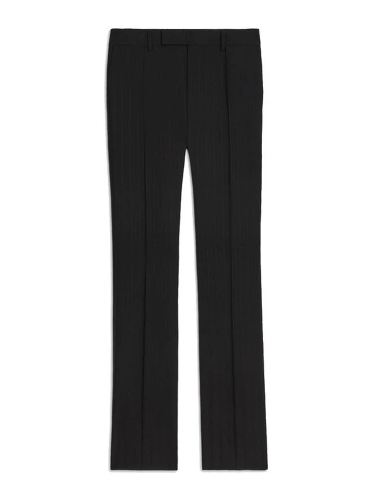 Black Wool Flared Pants