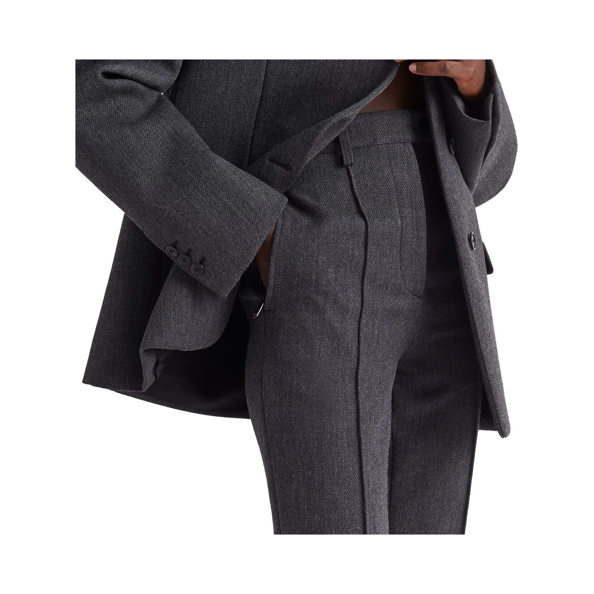 Gray Elastane Pants