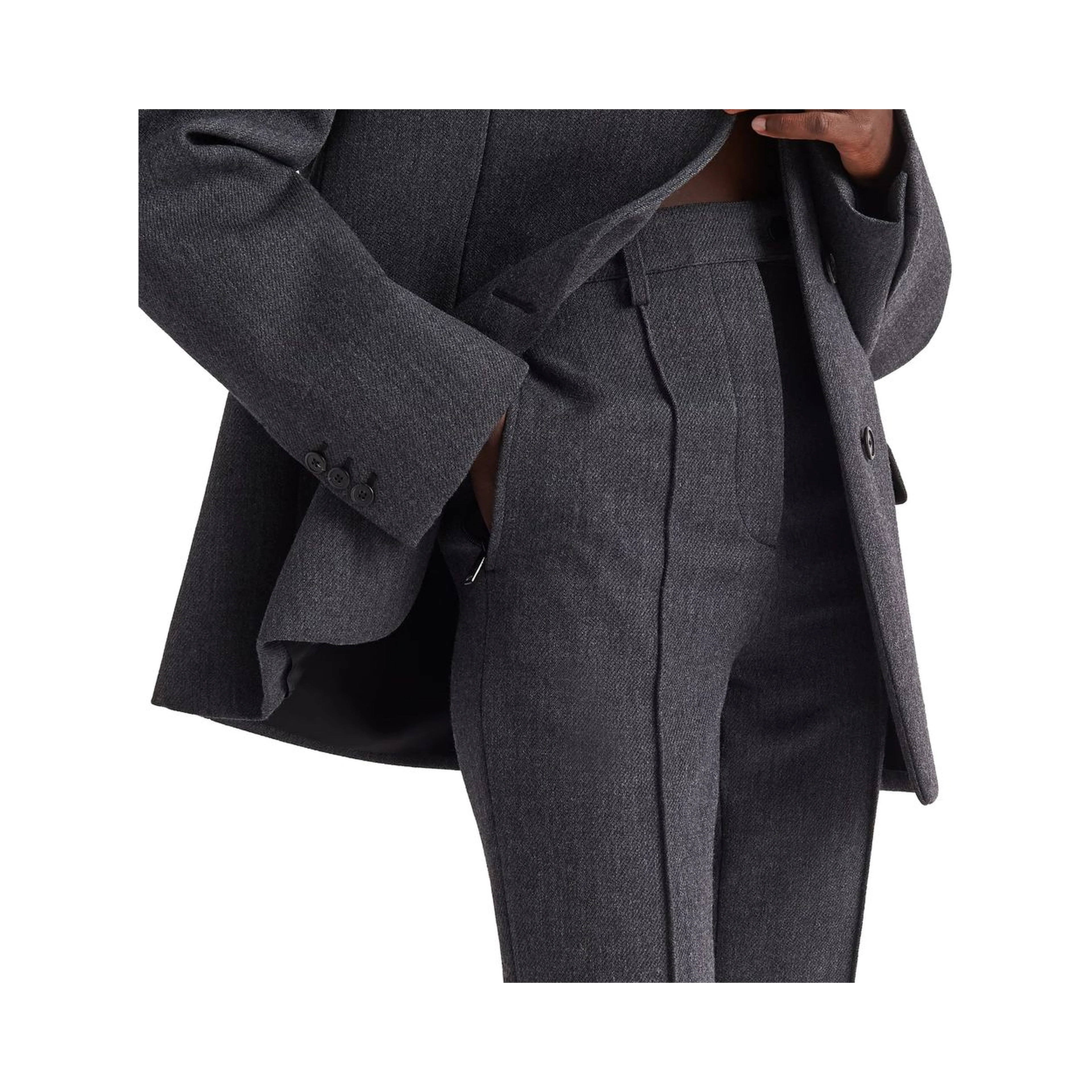 Gray Elastane Pants