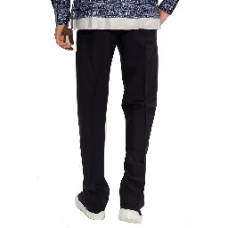 Blue Cotton Casual Pants