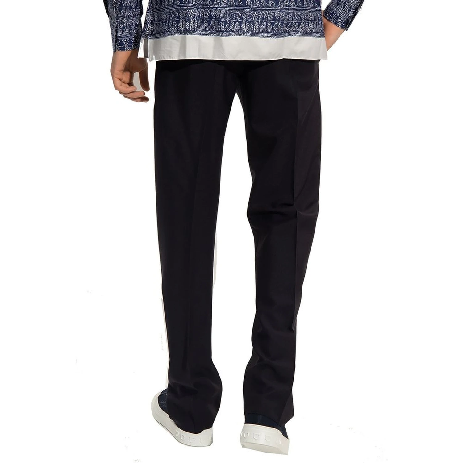Blue Cotton Casual Pants