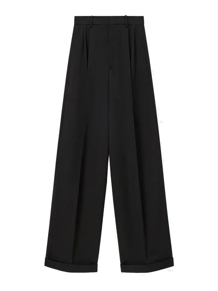 Black Cotton Casual Pants