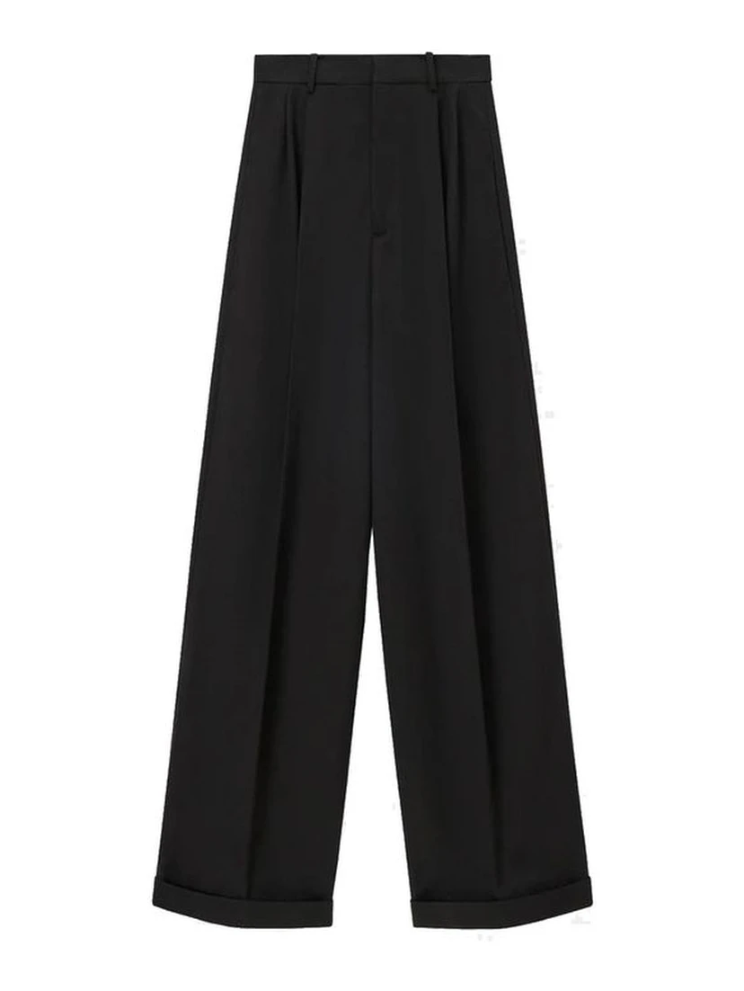 Black Cotton Casual Pants