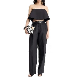 Black Silk Flared Pants