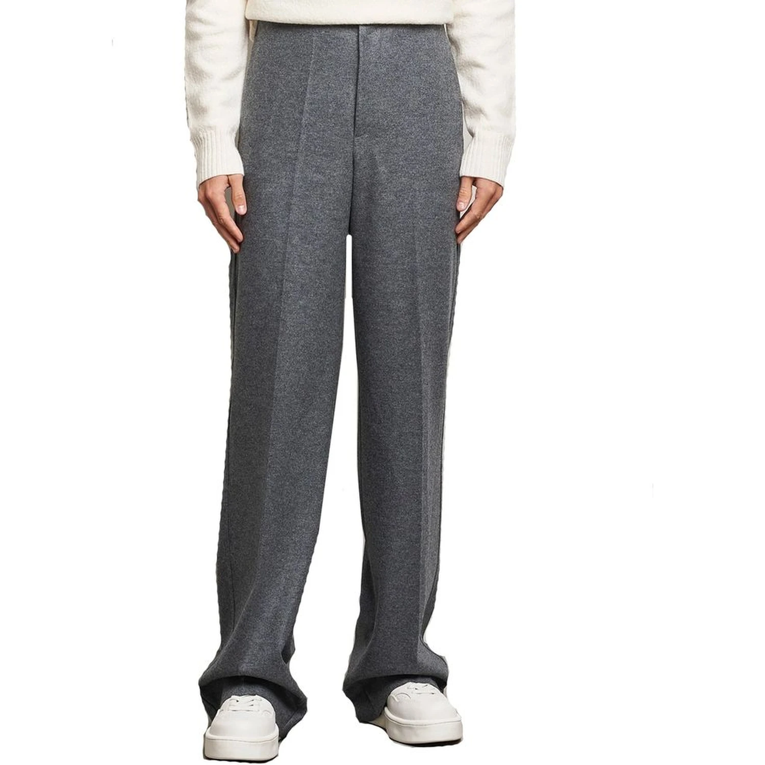 Gray Wool Casual Pants