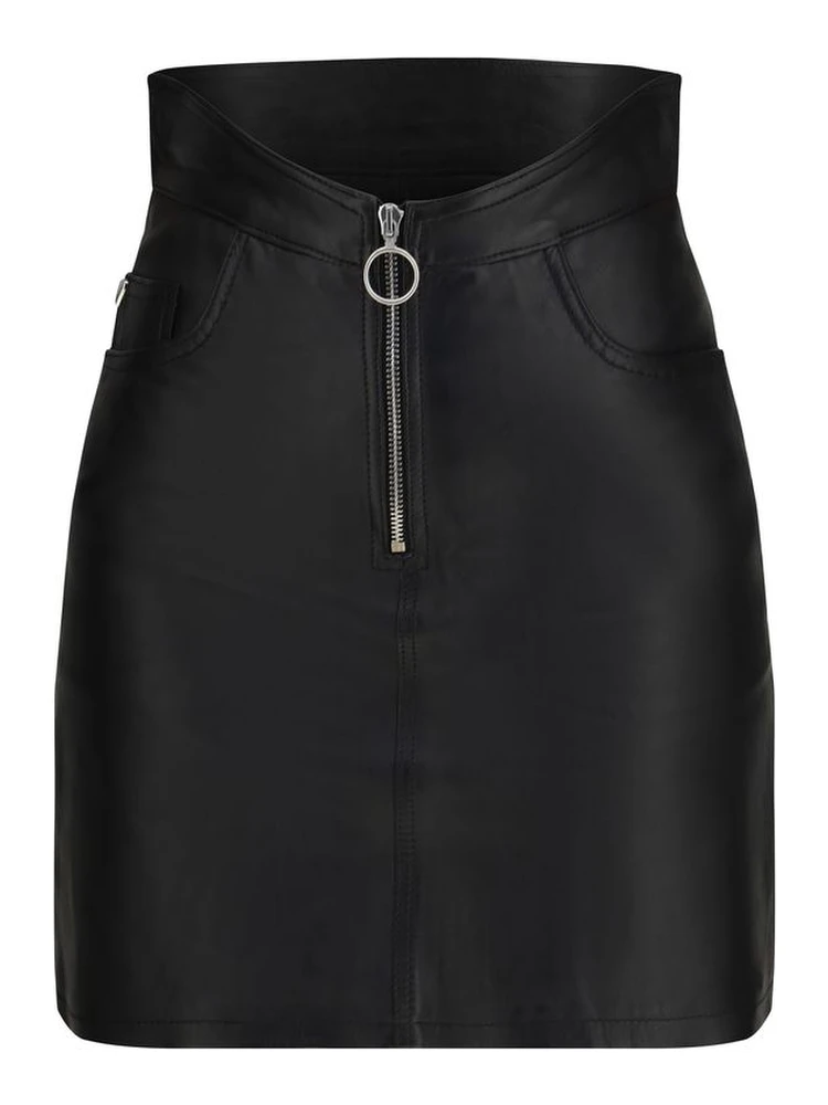 Black Lamb Leather Mini Skirt
