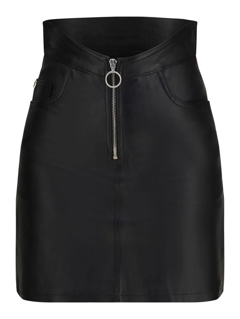 Black Lamb Leather Mini Skirt