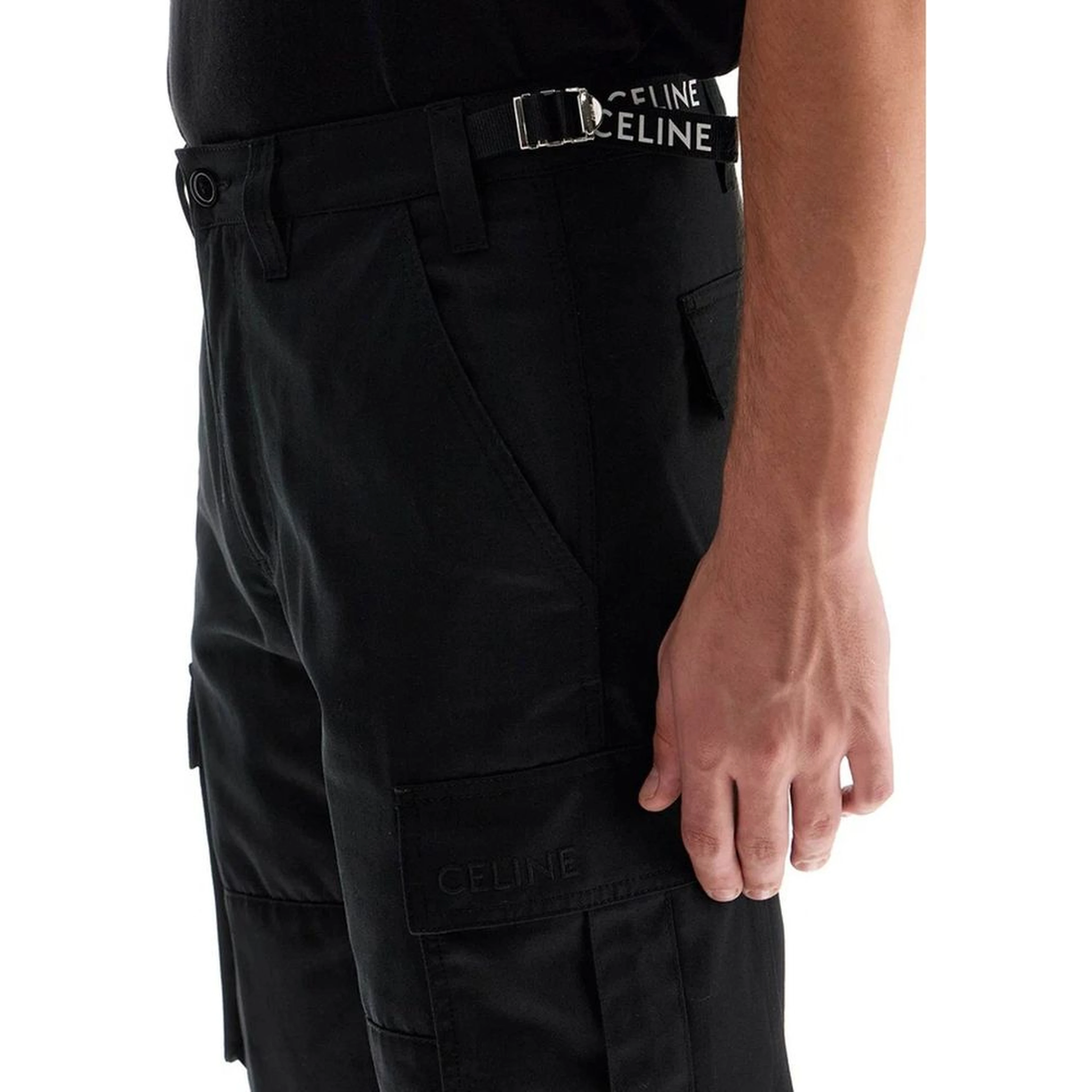 Black Cotton Cargo Pants