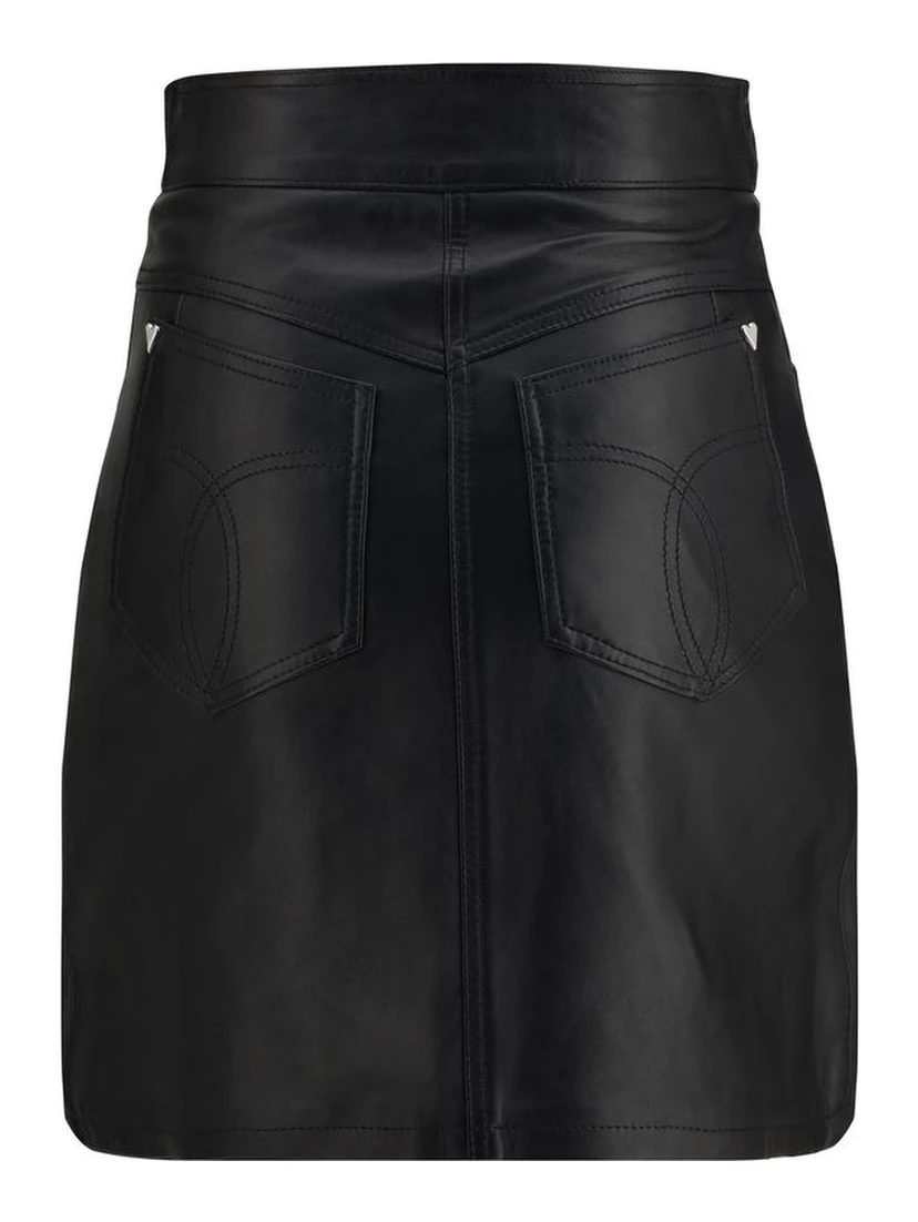 Black Lamb Leather Mini Skirt