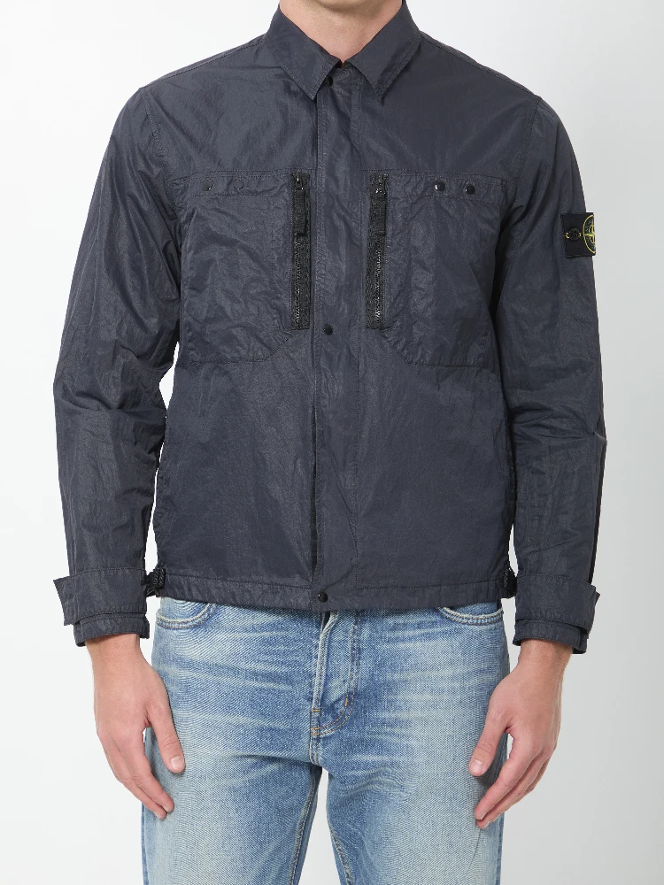 Navy blue nylon overshirt