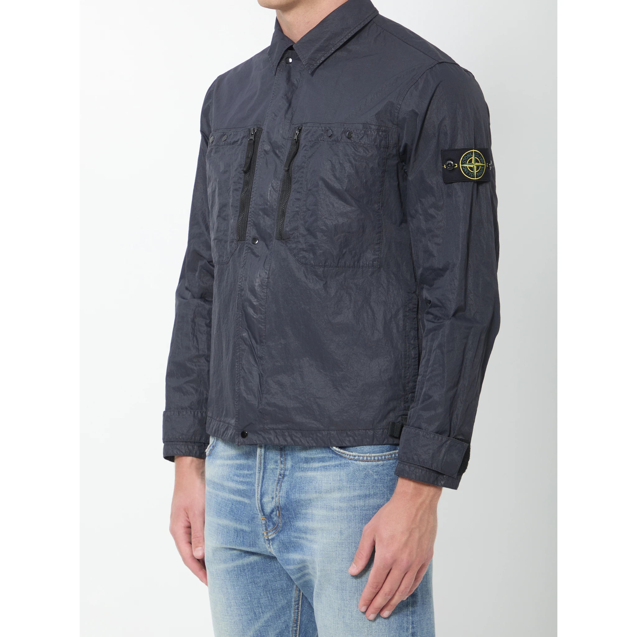 Navy blue nylon overshirt