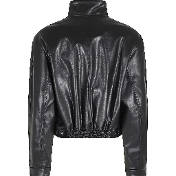 STAND COLLAR LEATHER JUMPER