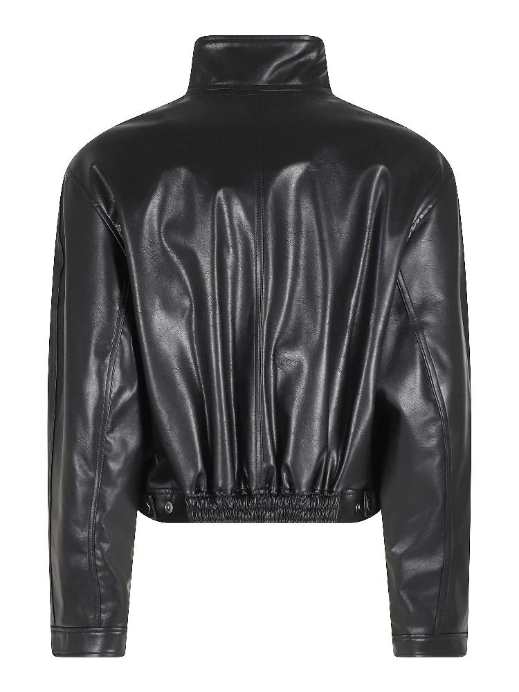 STAND COLLAR LEATHER JUMPER alternative