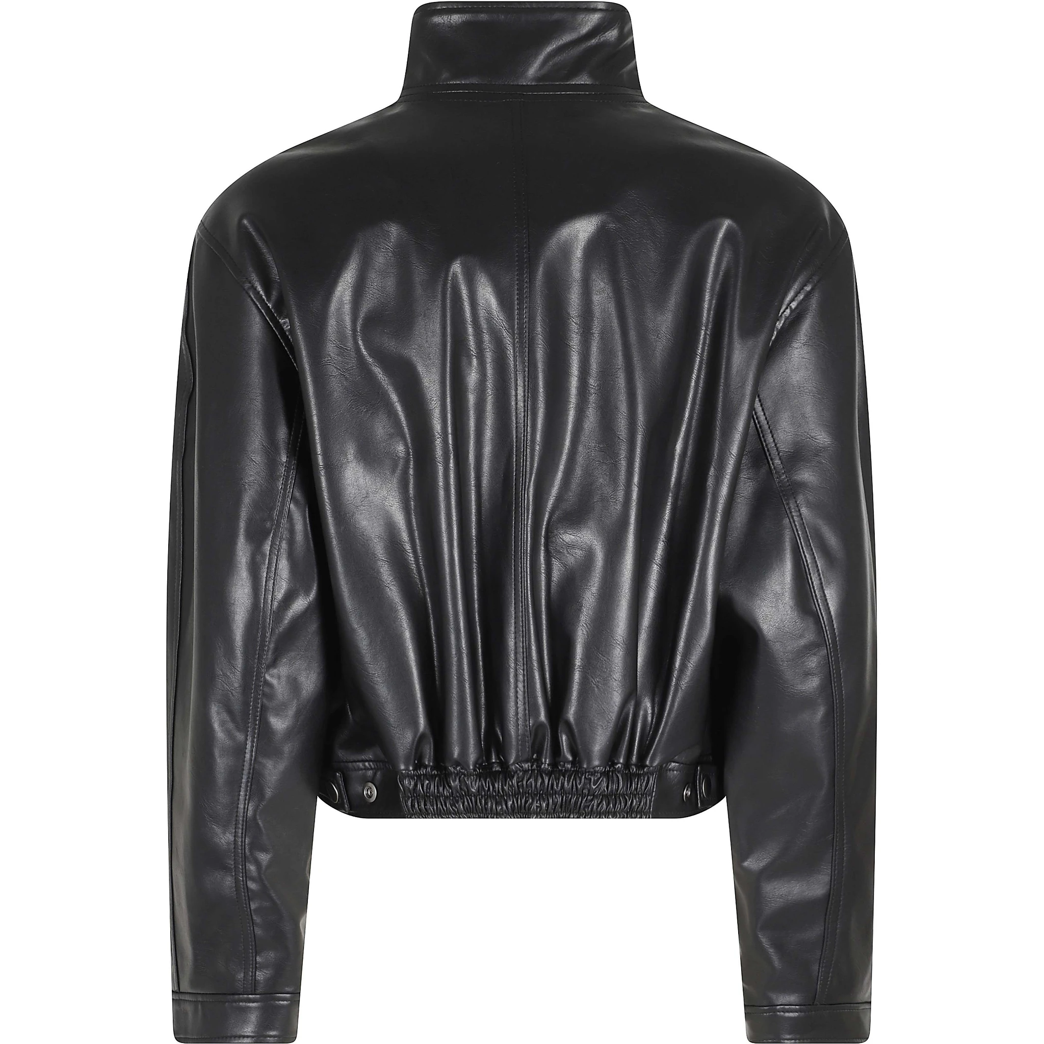 STAND COLLAR LEATHER JUMPER