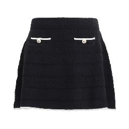 Black Cotton Mini Skirt
