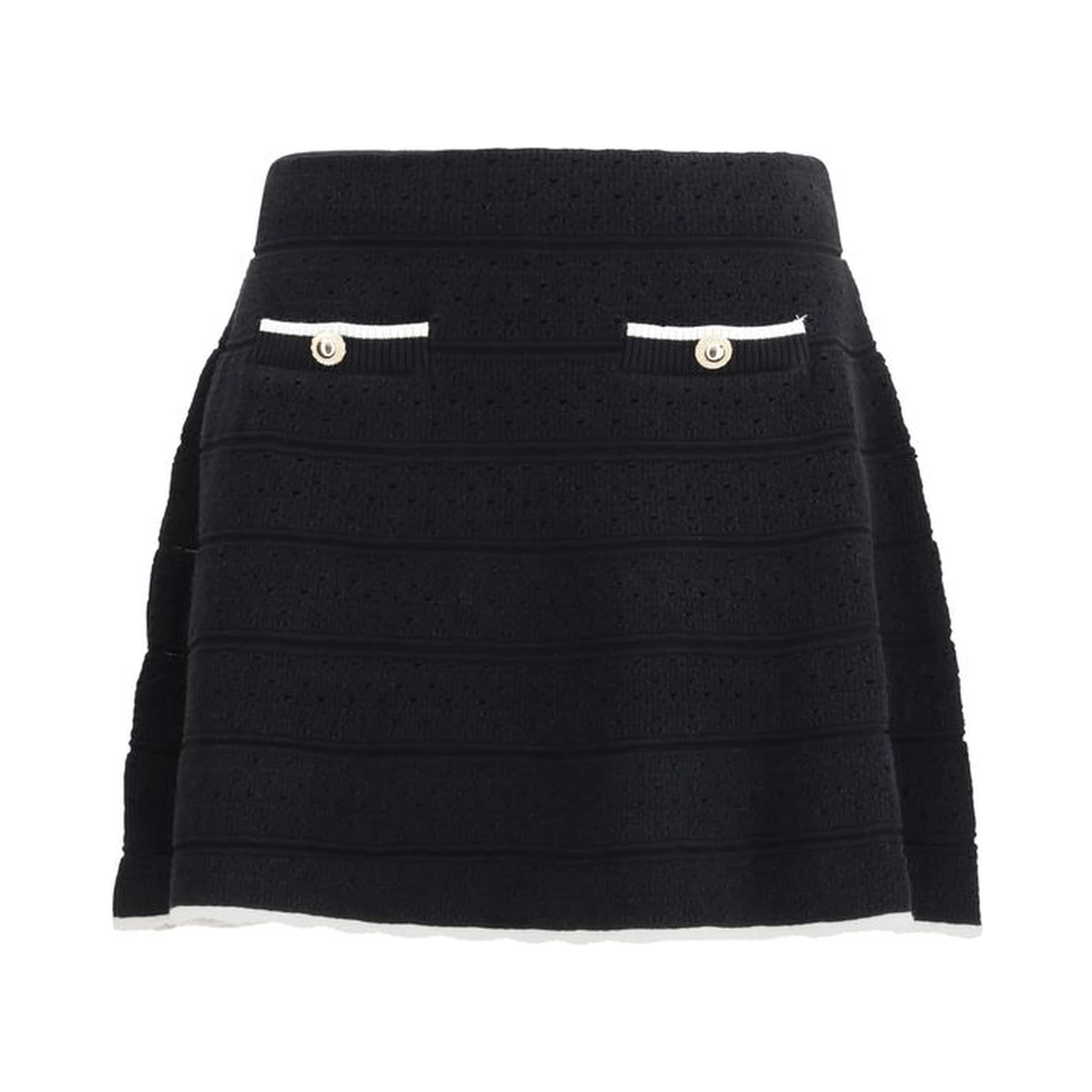 Black Cotton Mini Skirt