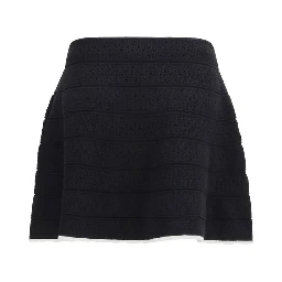 Black Cotton Mini Skirt