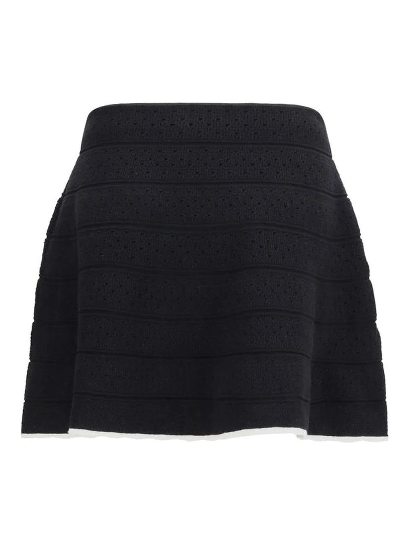Black Cotton Mini Skirt