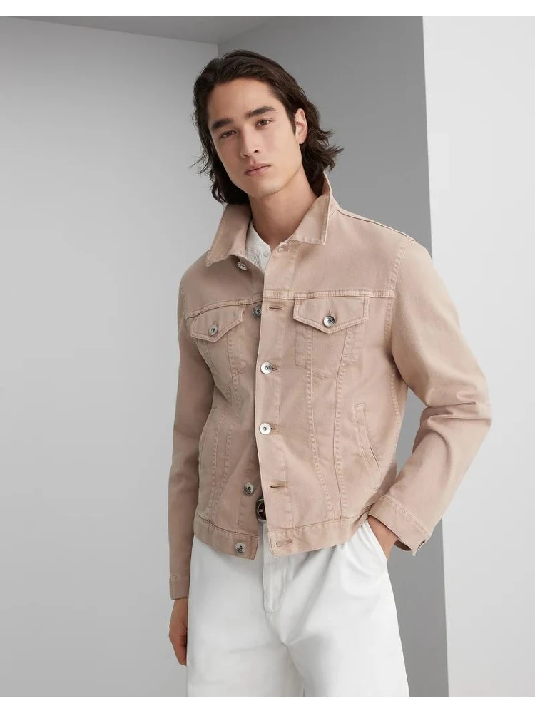 Beige Cotton Denim Jacket