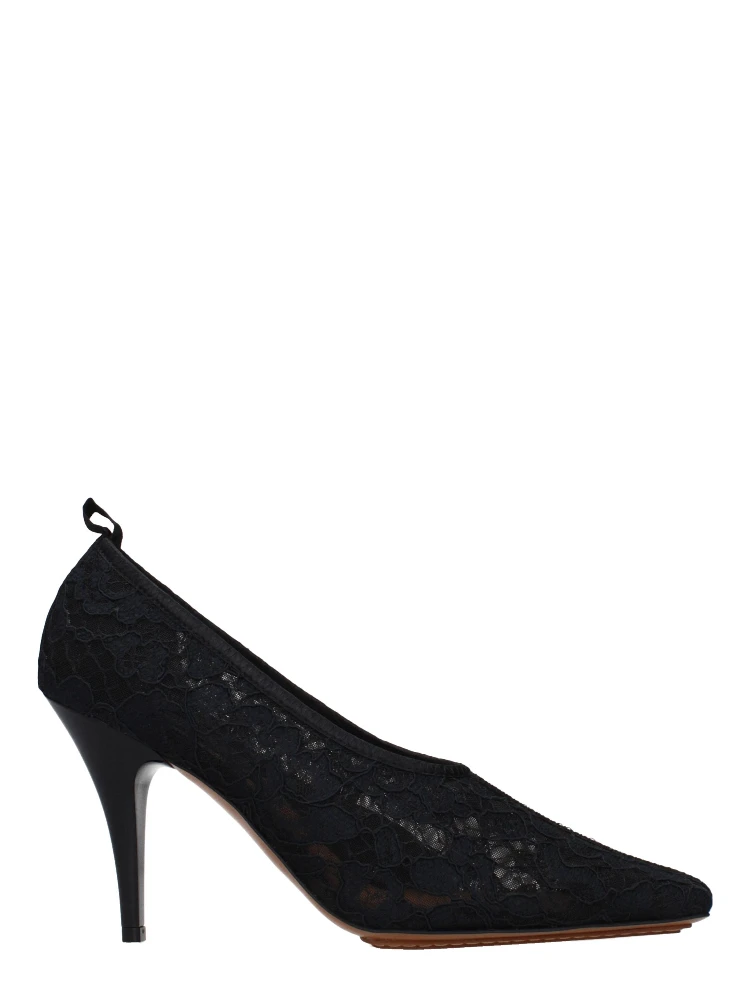 Black Fabric High Heel Pumps