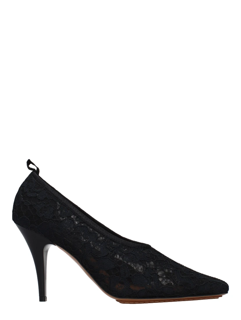 Black Fabric High Heel Pumps